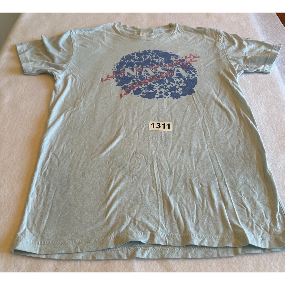 NASA Mens Graphic T Shirt Light Blue Size S Next Level Apparel Cotton Casual